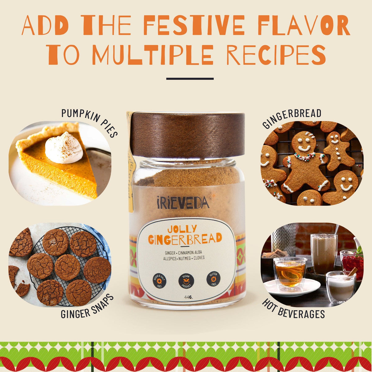 IrieVeda Spice Blends Holiday Baking Jolly Gingerbread fodmap ayurvedic