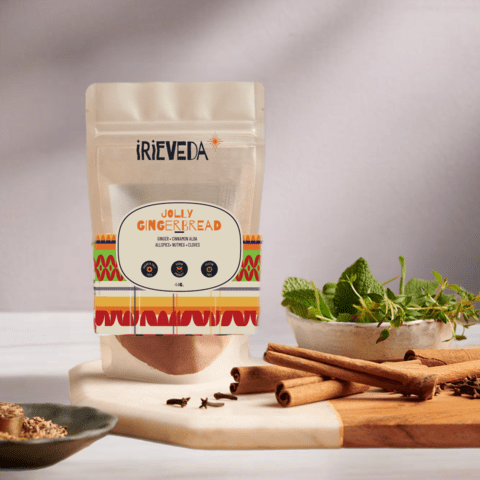 IrieVeda Spice Blends Holiday Baking Pouch Refill (1/2 cup) Jolly Gingerbread fodmap ayurvedic