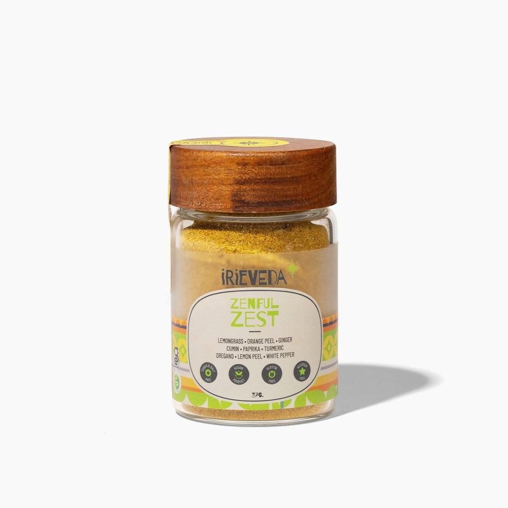 IrieVeda Spice Blends Zesty Blend Glass Jar (1/2 cup) Zenful Zest fodmap ayurvedic