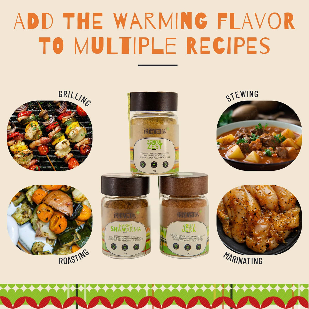 IrieVeda Spice Blends Zesty Blend Zest for Life Trio fodmap ayurvedic